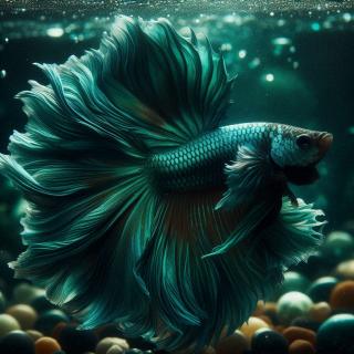 Imagen de un betta verde nadando.