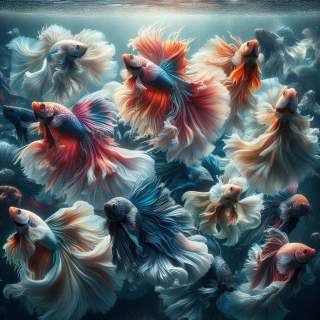 Imagen de muchos bettas nadando.